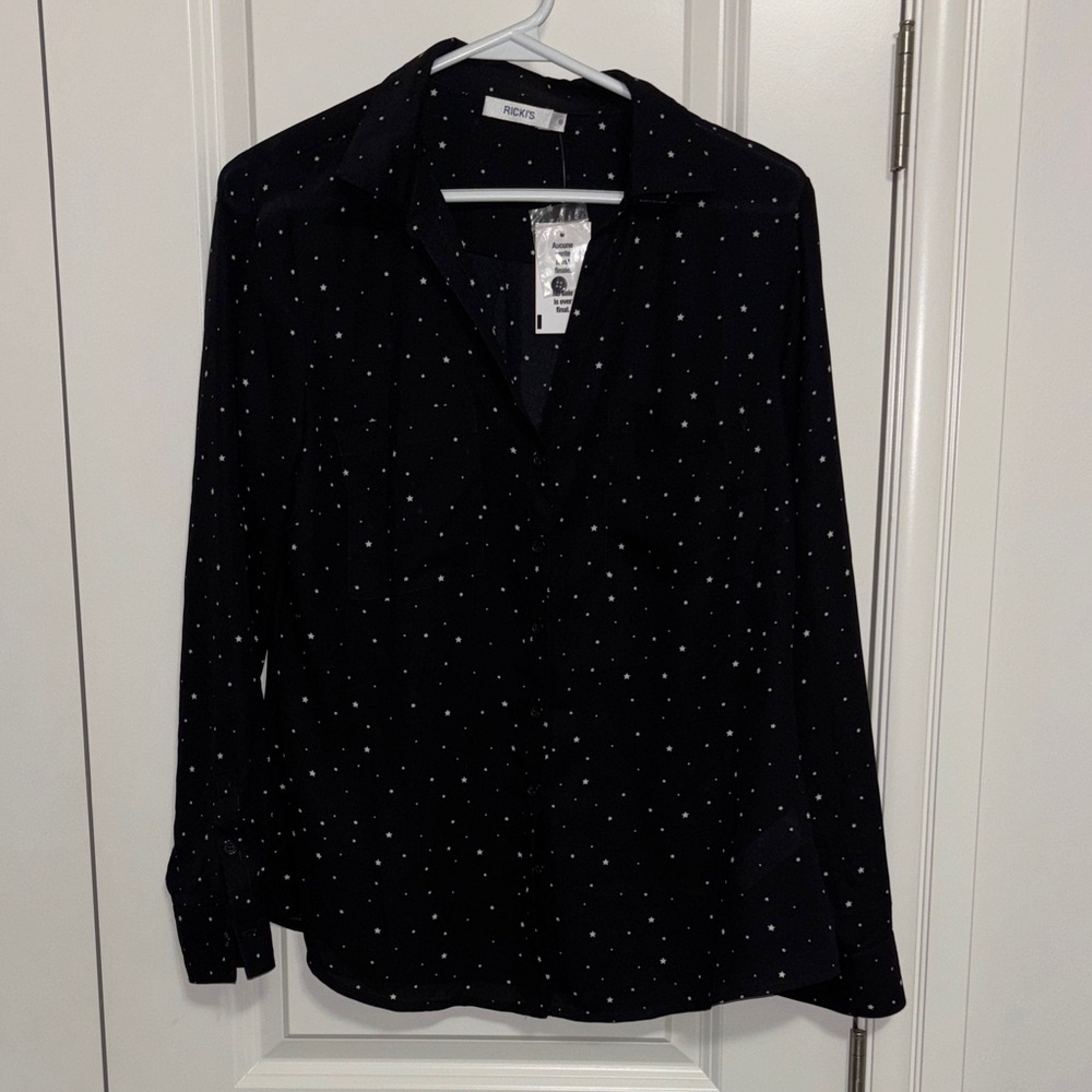 Ricki's Black Star Print Blouse